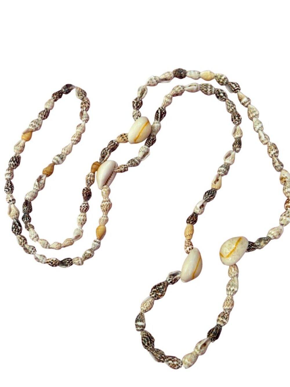 Vintage Puka Cowrie Shell Necklace No Clasp Hawaii Surfer 34" Vacation Estate